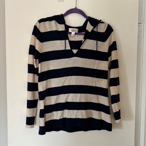 Talbots Navy striped wool hoodie